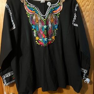 Embroidered Black Women's Top
